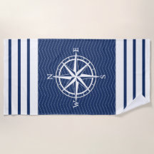 Compass on Blue with White Stripes