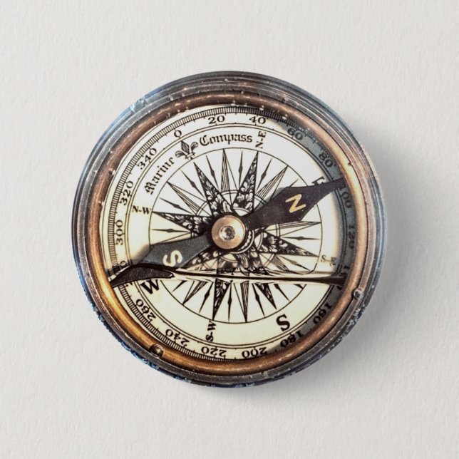 Compass on Water 2 Inch Round Button (Front)