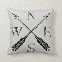 Compass Pillow: North, South, East & West Throw Pillow