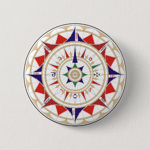 Compass Rose 2 Inch Round Button