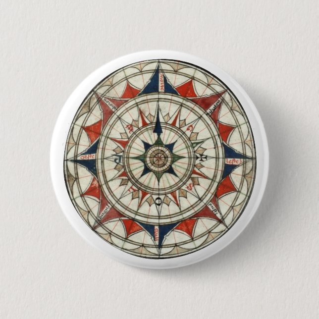 Compass Rose #5 2 Inch Round Button (Front)