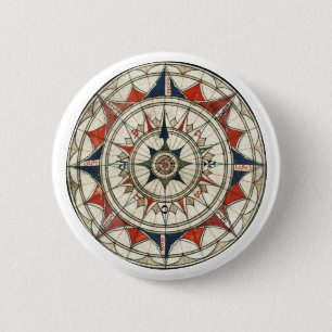 Compass Rose #5 2 Inch Round Button