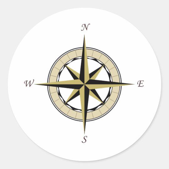 Compass Rose Art Classic Round Sticker