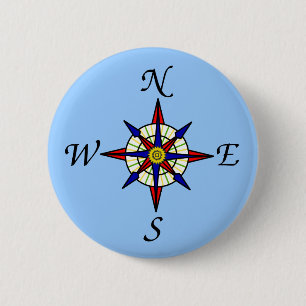 Compass Rose Blue 2 Inch Round Button