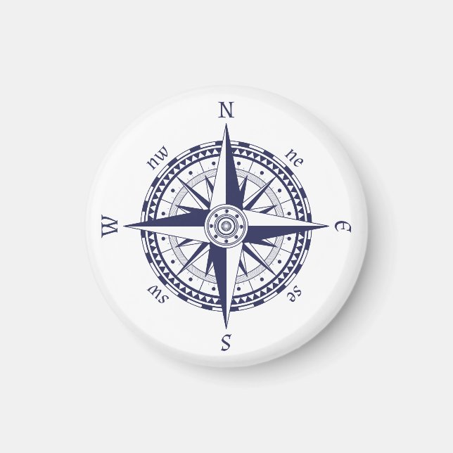 Compass Rose Blue Stripes Magnet (Front)