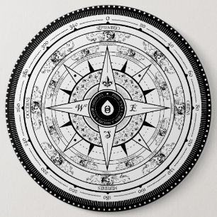Compass Rose - Button (White)