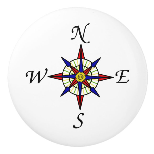 Compass Rose Ceramic Knob (Front)