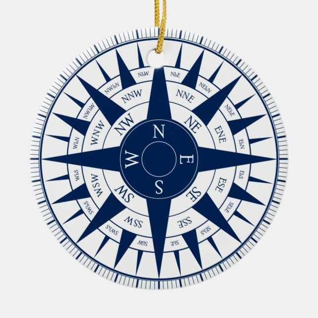 Compass Rose Ceramic Ornament (Front)