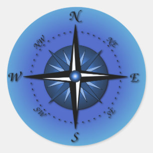 Compass Rose Classic Round Sticker
