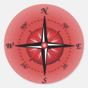 Compass Rose Classic Round Sticker