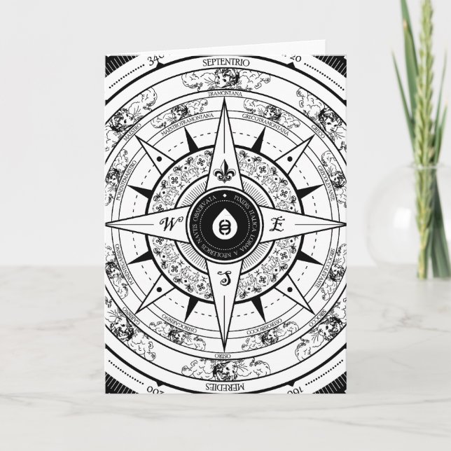 Compass Rose - Greeting / Note Card (White) (Front)