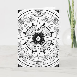 Compass Rose - Greeting / Note Card (White)
