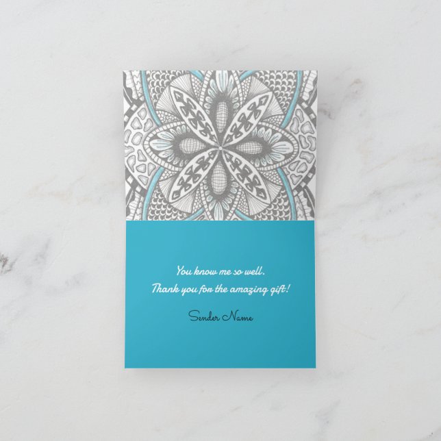 Compass Rose Hand-Drawn Doodle & Quote Thank You  Card (Inside)