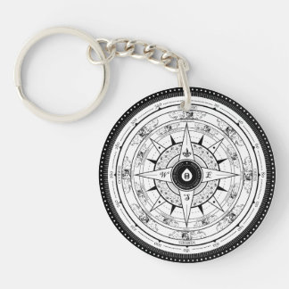 Compass Rose - Keychain (White)