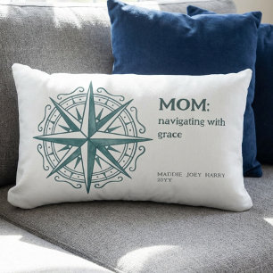 Compass Rose Mom Quote Nautical Heritage Lumbar Pillow