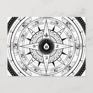 Compass Rose - Postcard (White)