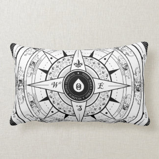 Compass Rose - Rectangle Throw Pillow (White)