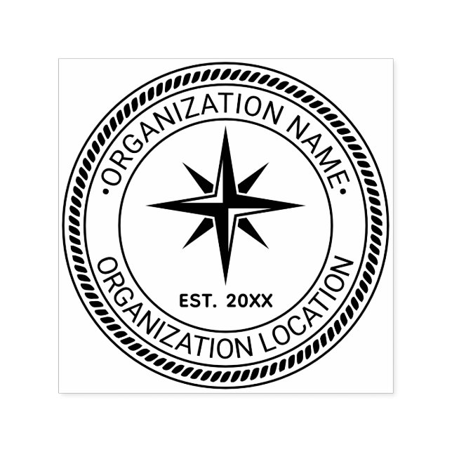 Compass Rose Rope #2 Seal Name Location Est Date Self-inking Stamp (Design)