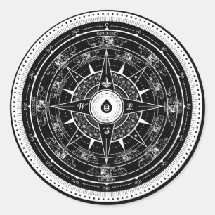 Compass Rose - Sticker (Black)