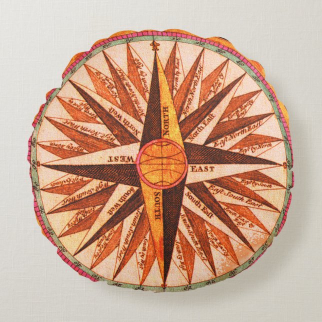 Compass Rose Throw   Pillow (Front)