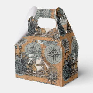 Compass Rose Vintage Nautical Octopus Ship Favor Box