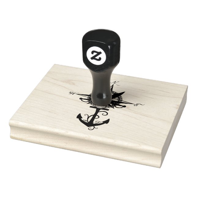 Compass Rose with Anchor Rubber Stamp (Stamp)