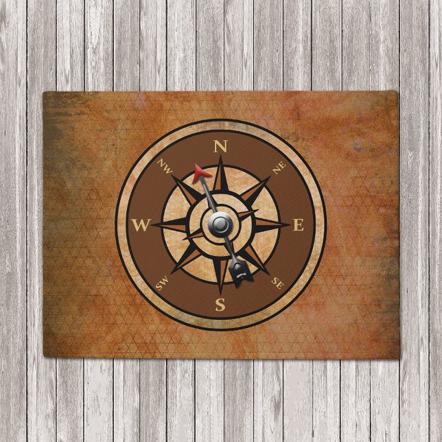Compass Rustic Brown Nautical Design Doormat (Creator Uploaded)