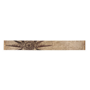Compass Sailing Ship Discovery Age World Map  Satin Ribbon