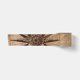 Compass Sailing Ship Discovery Age World Map  Satin Ribbon