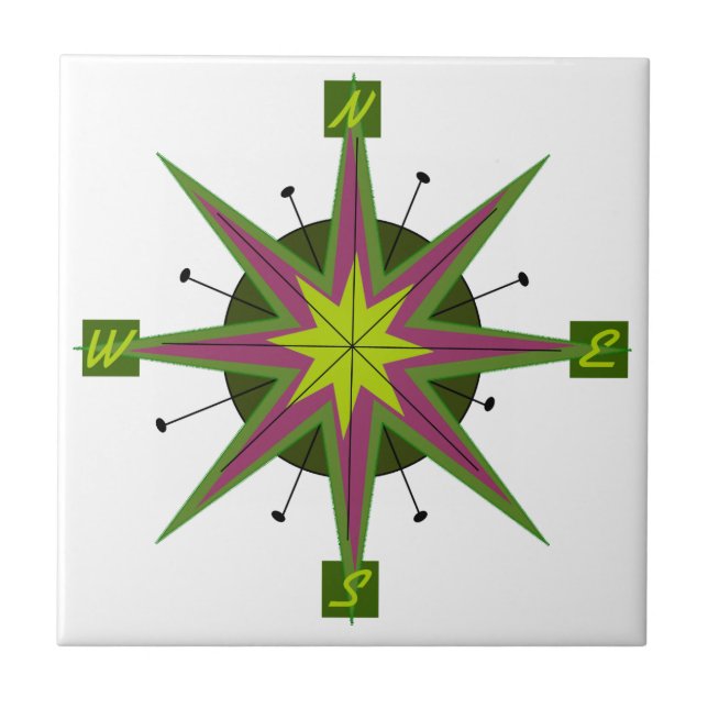 Compass Skewed Design Tile (Front)