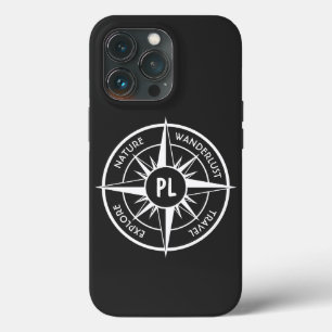 Compass star emblem monogram black and white iPhone 13 pro case