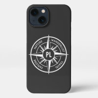 Compass star emblem monogram black and white
