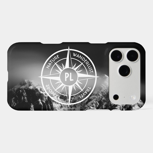 Compass star emblem monogram dramatic mountains (Back Horizontal)