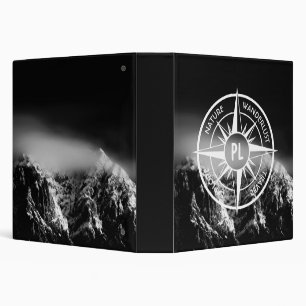 Compass star emblem monogram dramatic mountains binder