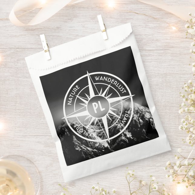 Compass star emblem monogram dramatic mountains favour bag (Clipped)