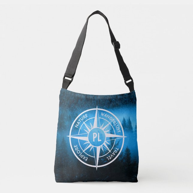 Compass star emblem monogram fog in spruce forest crossbody bag (Front)