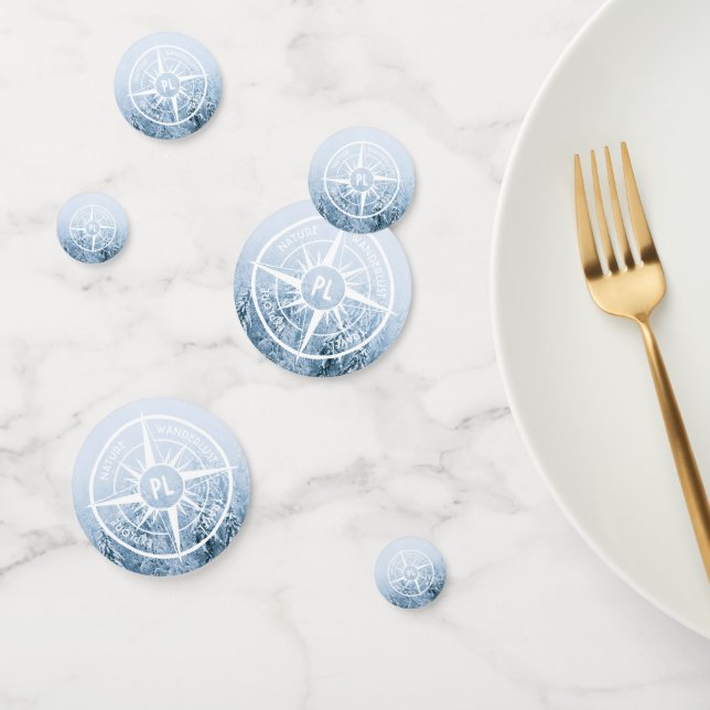 Compass star emblem monogram winter spruce forest confetti (Group)