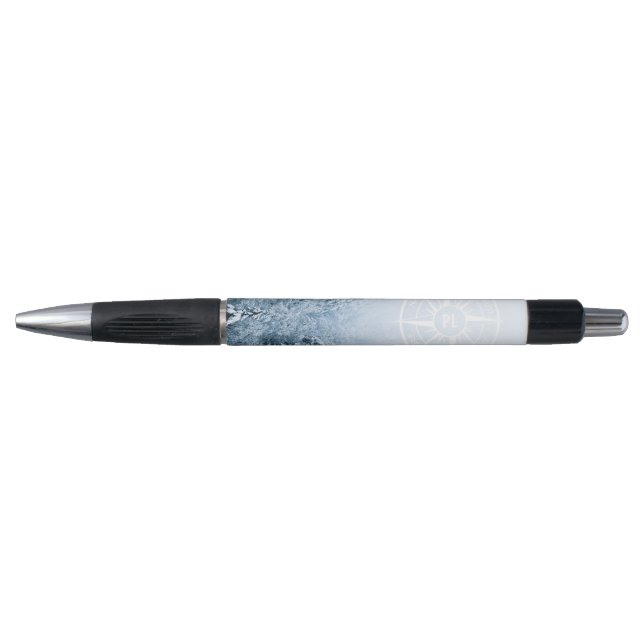 Compass star emblem monogram winter spruce forest pen (Front)