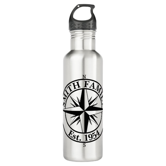Compass star monogram personalizable emblem 710 ml water bottle (Front)