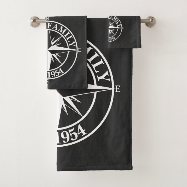 Compass star monogram personalizable emblem bath towel set (Insitu)