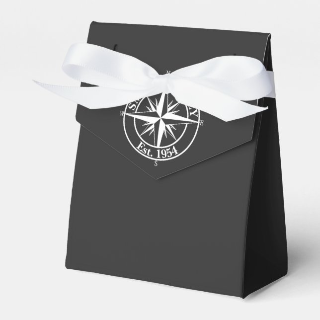 Compass star monogram personalizable emblem favor box (Front Side)