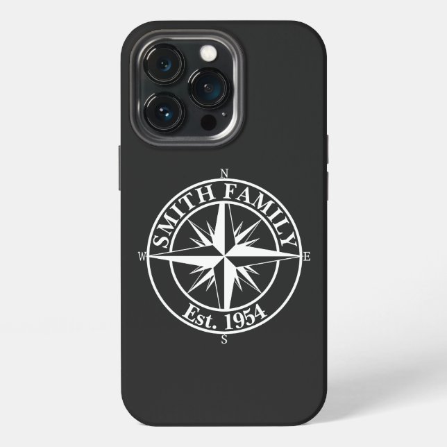 Compass star monogram personalizable emblem iPhone case (Back)