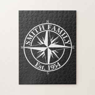 Compass star monogram personalizable emblem jigsaw puzzle