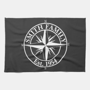 Compass star monogram personalizable emblem kitchen towel