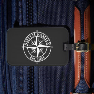 Compass star monogram personalizable emblem luggage tag