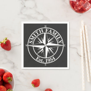 Compass star monogram personalizable emblem napkin