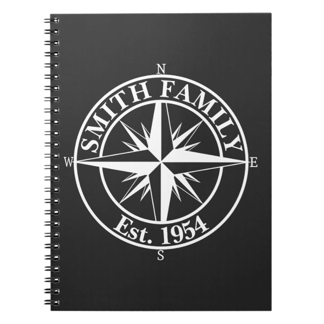 Compass star monogram personalizable emblem notebook (Front)