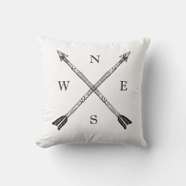 Compass Tribal Arrow Throw Pillow Reversable Geo (Front)