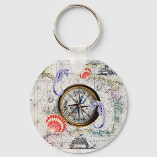 Compass Vintage Nautical Keychain