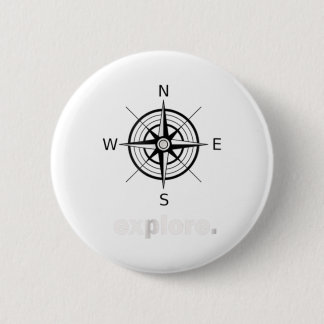 Compass Wanderlust T-Shirt World Traveller Backpac 2 Inch Round Button